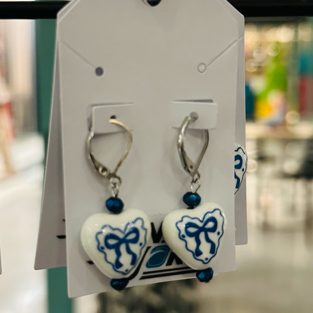 JenDore Handmade Heart Dangle Drop Earrings Hypoallergenic Tarnish Resistant